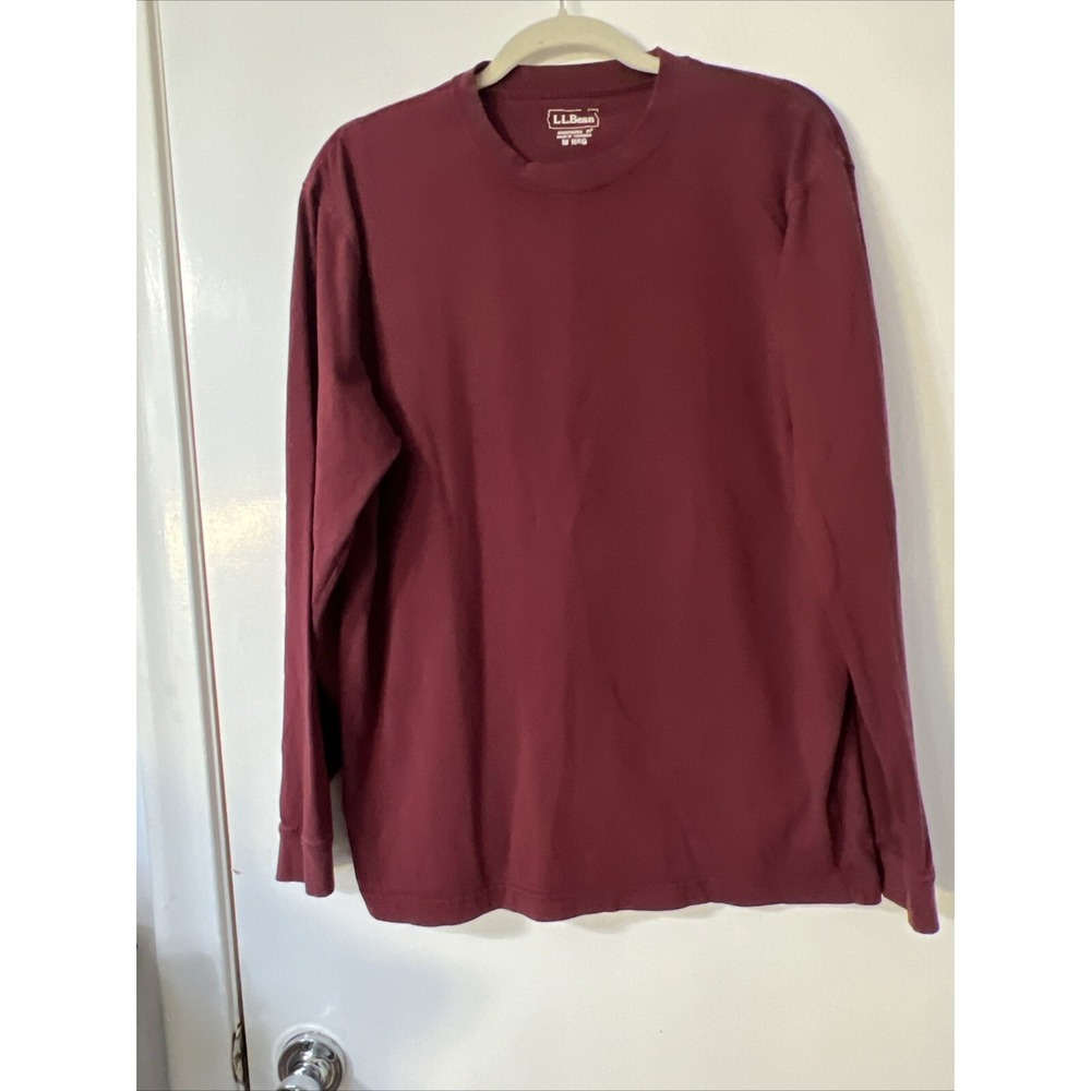 L.L Bean  Traditional Fit Long Sleeve T Shirt Burgundy men's size Medium